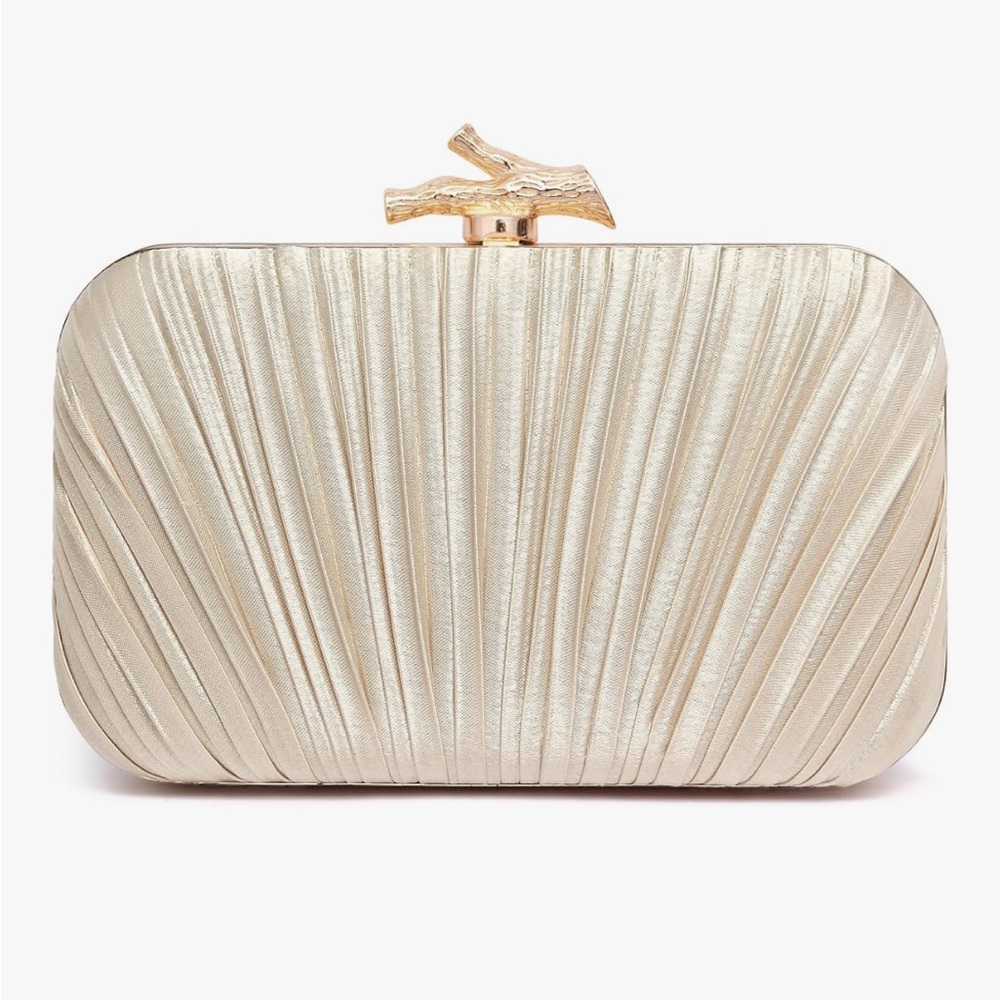 Elegant Evening Clutch Pleated in Winter White